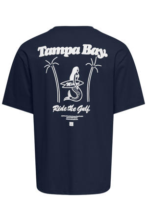 relaxed T-shirt met backprint donkerblauw
