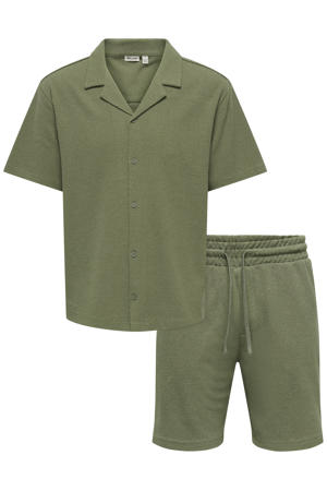 regular casual overhemd met short olijfgroen