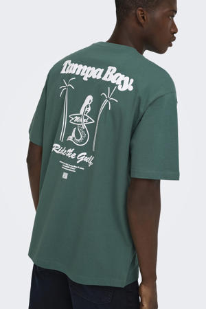relaxed T-shirt met backprint groen