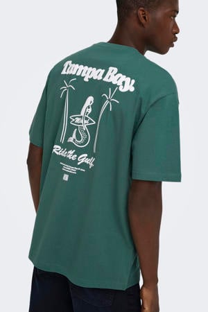 relaxed T-shirt met backprint groen
