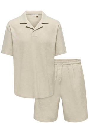 relaxed polo en short beige - (set van 2)
