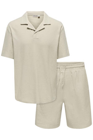 relaxed polo en short beige - (set van 2)