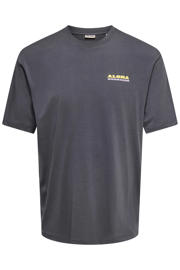 thumbnail: ONLY & SONS relaxed T-shirt met backprint - grijs pinstripe