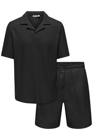 relaxed polo met short zwart - (set van 2)