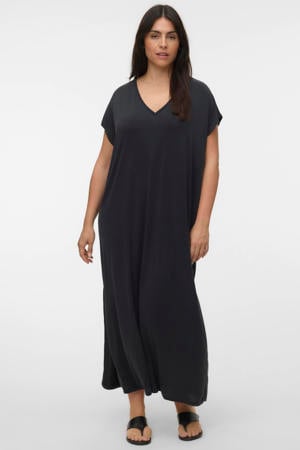 modal sweatjurk met split Plus Size - zwart