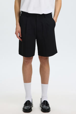 regular fit casual short - zwart