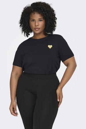 T-shirt Plus Size met print - zwart