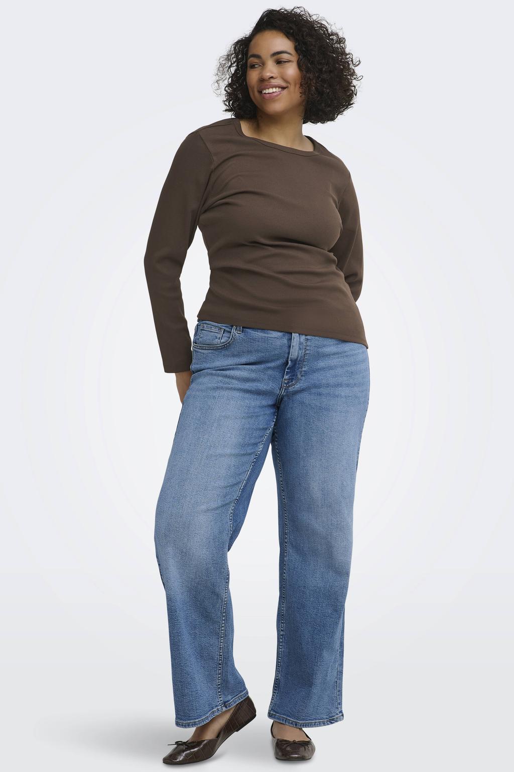 ONLY CARMAKOMA carval l s o-neck top jrs noos Plus Size - bruin