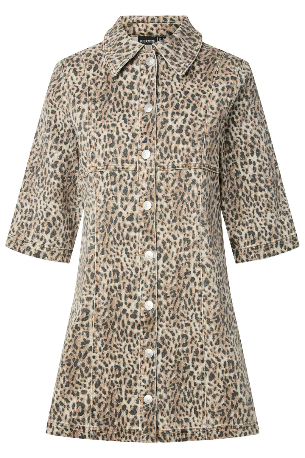 PIECES Curve spijkerjurk Plus Size met dierenprint - bruin