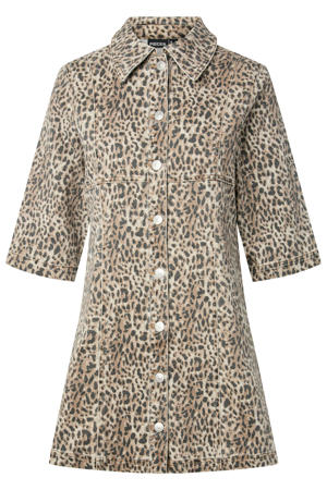 spijkerjurk Plus Size met dierenprint - bruin
