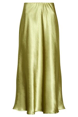 satijnen maxi rok groen