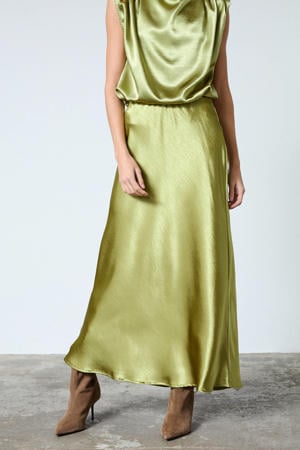 satijnen maxi rok groen