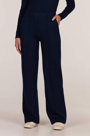 straight high waist broek donkerblauw