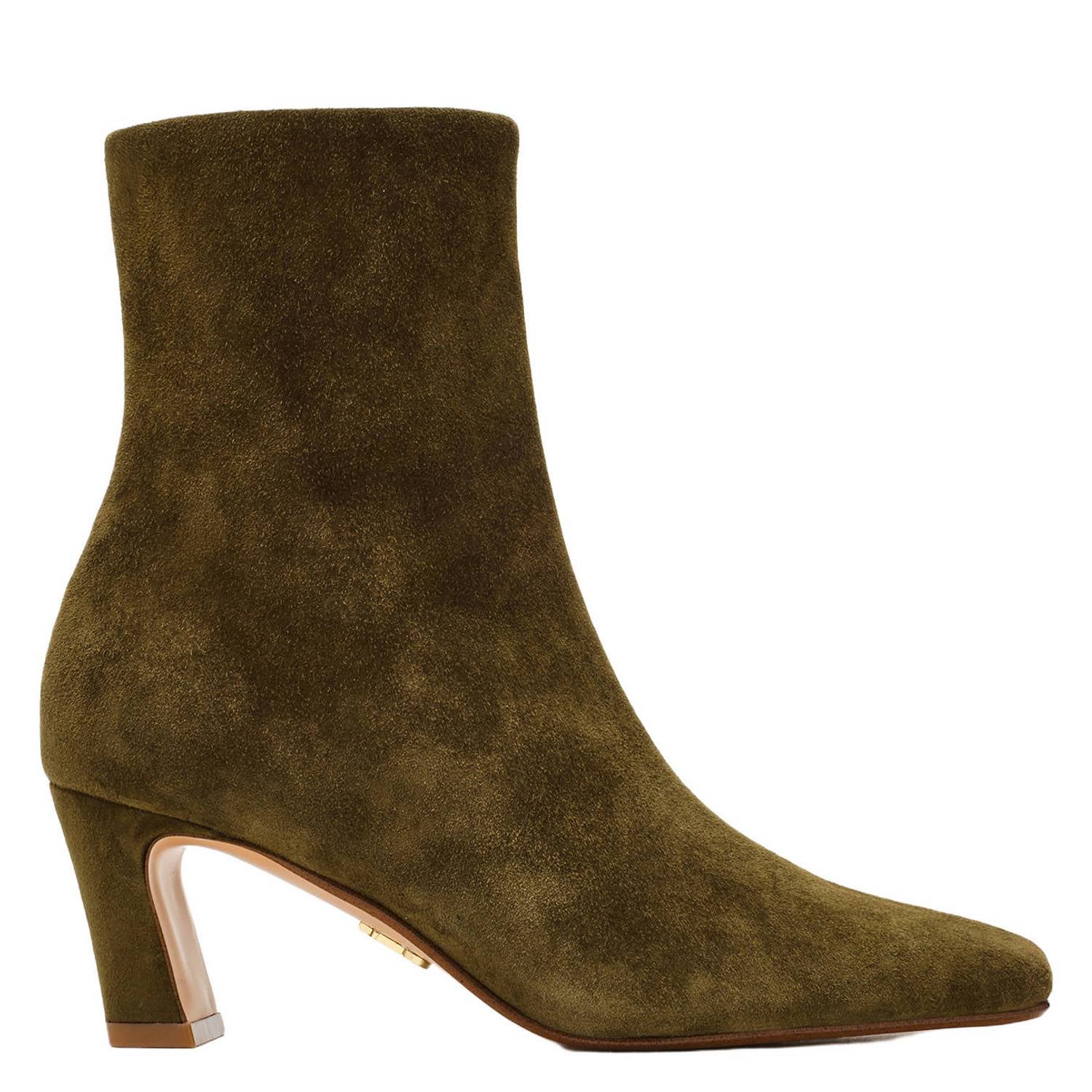 Steve Madden suède enkellaarzen met hak en panterprint olijfgroen
