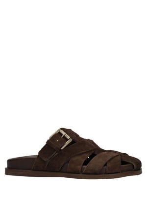 suède clogs bruin
