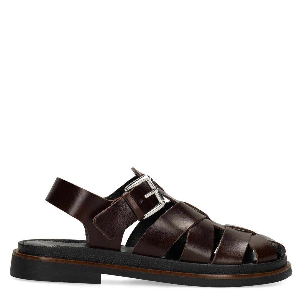 Donkerblauwe dames Sacha leren sandalen met gesp