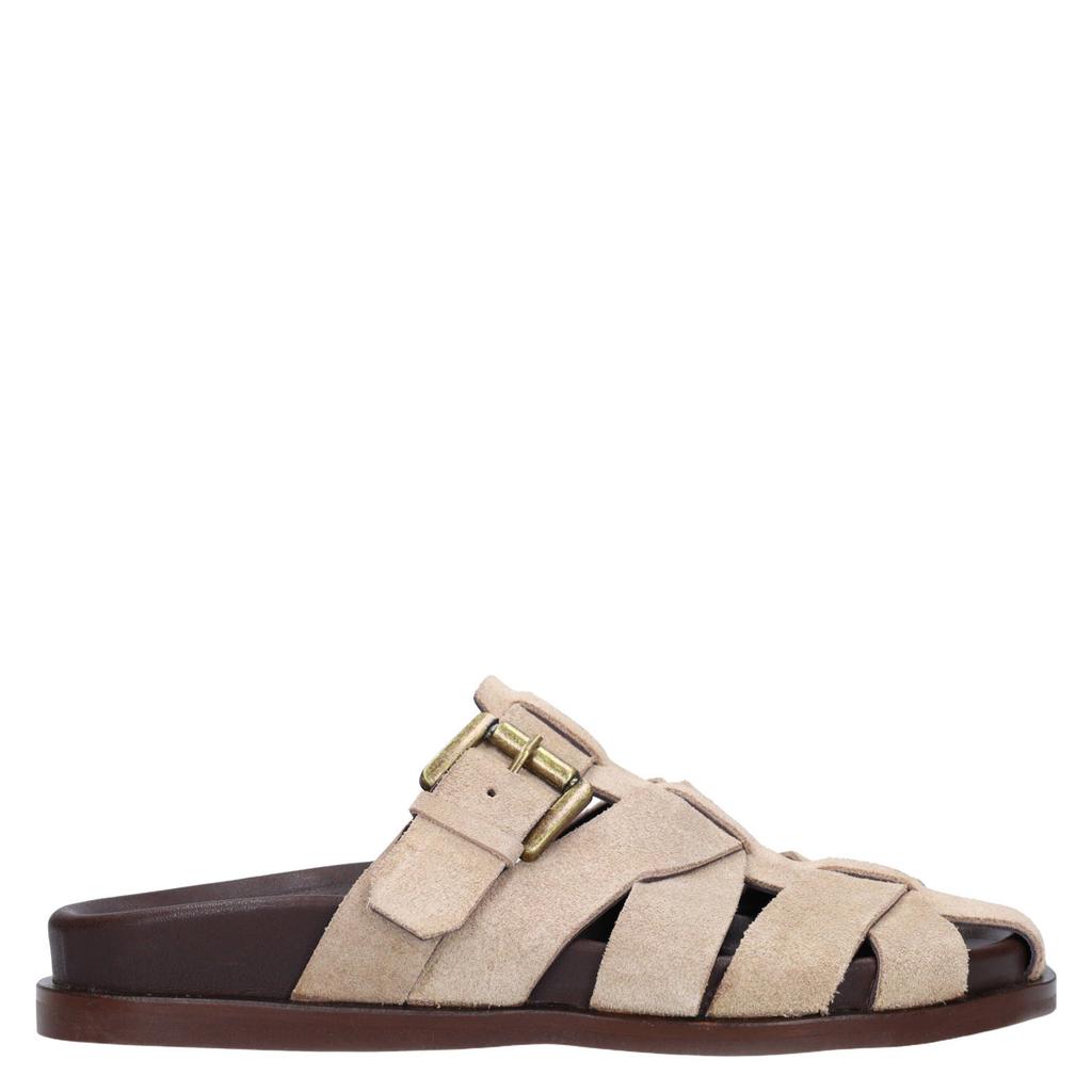 Beige dames Sacha suède clogs met gesp