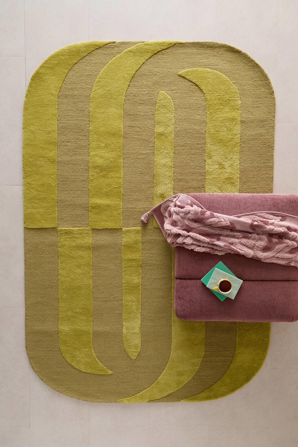 Studio LIVIT vloerkleed Renee laagpolig ovaal wol 290x200 cm - groen