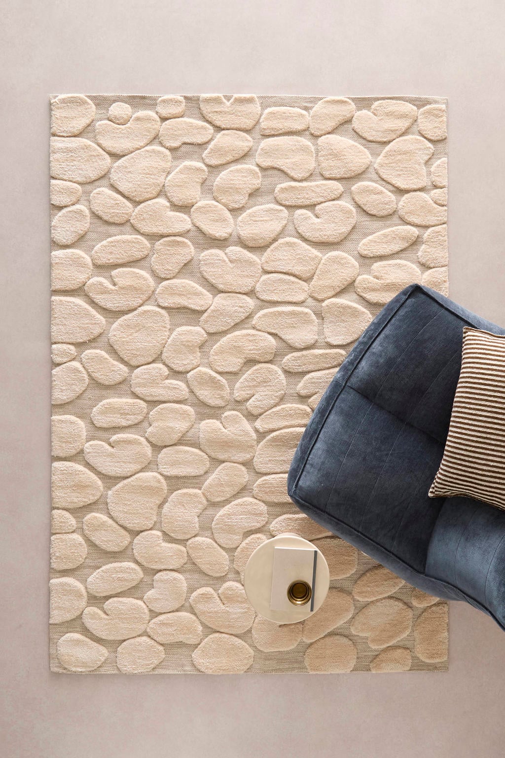 NOUS Living laagpolig wollen vloerkleed Riva 230x160 cm - zand/crème