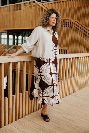 zomerjurk met print Plus Size - bruin