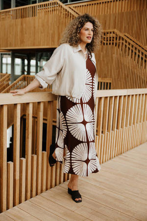 zomerjurk met print Plus Size - bruin