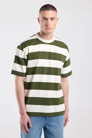 relaxed gestreept T-shirt groen