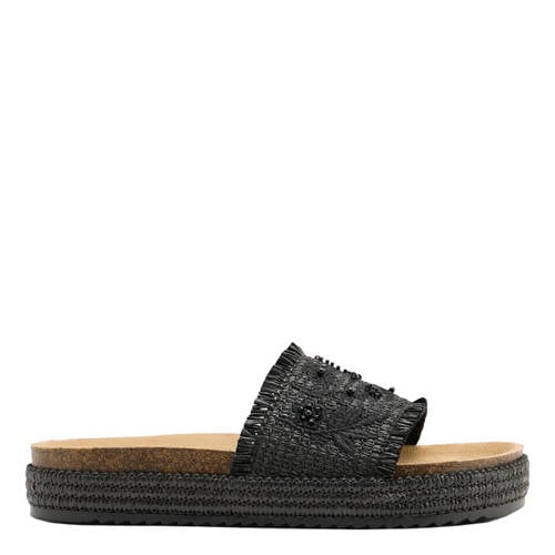 Graceland rieten slippers zwart