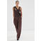 Mango jumpsuit met krijtstreep donkerbruin