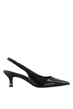 lakleren slingback pumps met hak - zwart