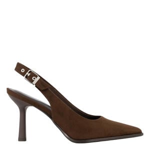 suèdelook slingback pumps met naaldhak - bruin