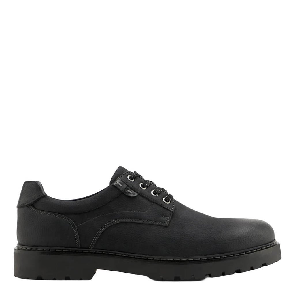 Zwarte heren AM SHOE imitatieleren veterschoenen met profielzool -