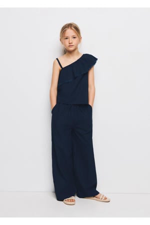 one shoulder top donkerblauw