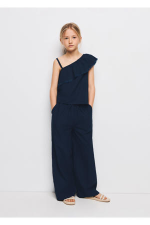 one shoulder top donkerblauw