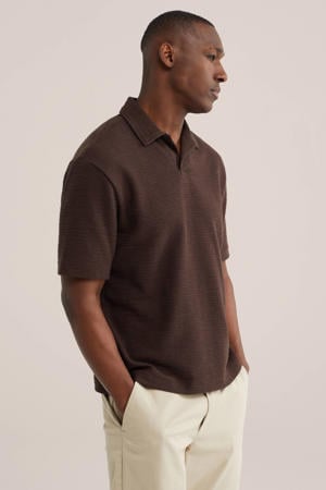 relaxed fit polo - donkerbruin