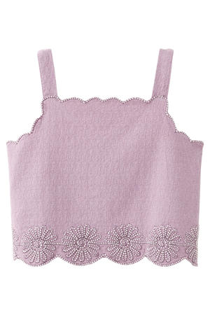 cropped top met borduursels - lila
