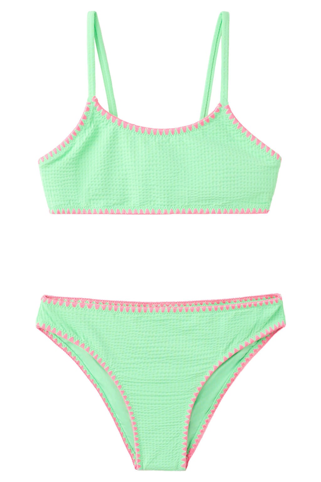 Mango Kids crop bikini limegroen/roze