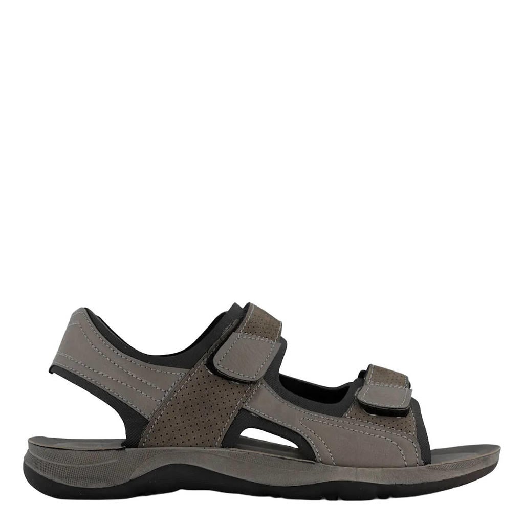 Grijze heren Easy Street imitatieleren sandalen met klittenband
