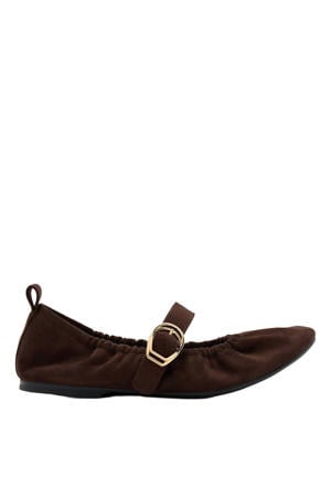 suèdelook ballerina's - bruin
