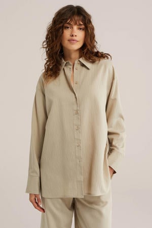 blouse met krijtstreep beige