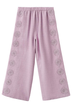 broek met borduursels - lila