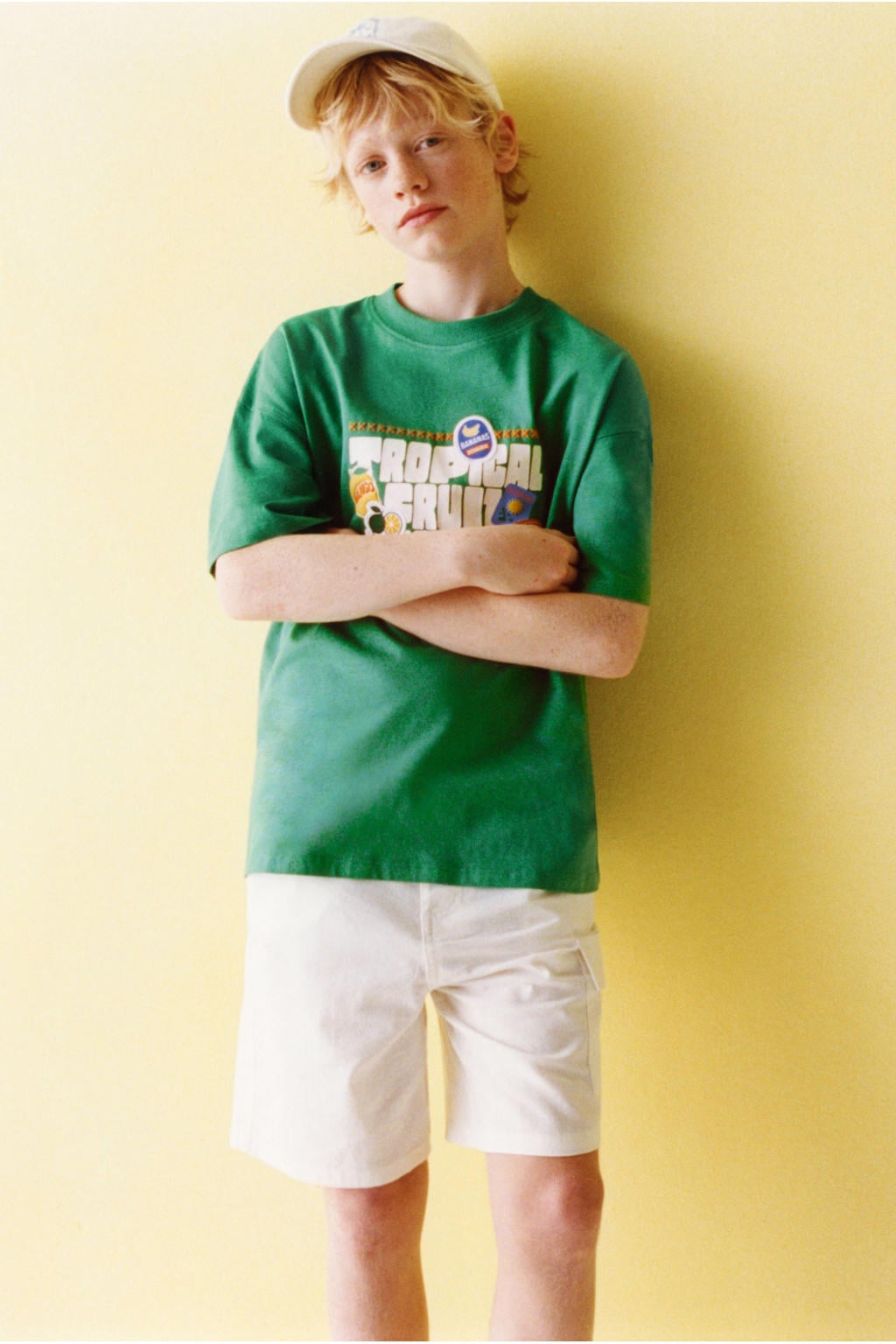 Witte jongens Mango Kids casual short van katoen met rits- en knoopsluiting en effen