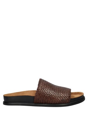 Effie leren slippers bruin