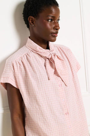 geruit blouse lichtroze