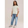WE Fashion oversized gestreepte semi-transparante T-shirt met tekst - ecru