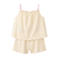 Mango Kids katoenen gestreepte shortama met vierkante hals lichtgeel
