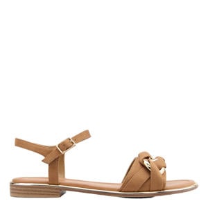 suèdelook sandalen cognac/goud