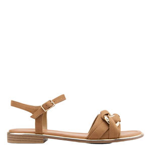 suèdelook sandalen cognac/goud