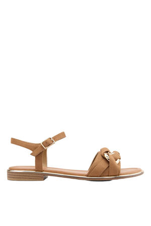 suèdelook sandalen cognac/goud