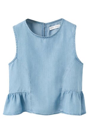 mouwloze top light blue denim