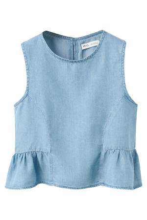 mouwloze top light blue denim